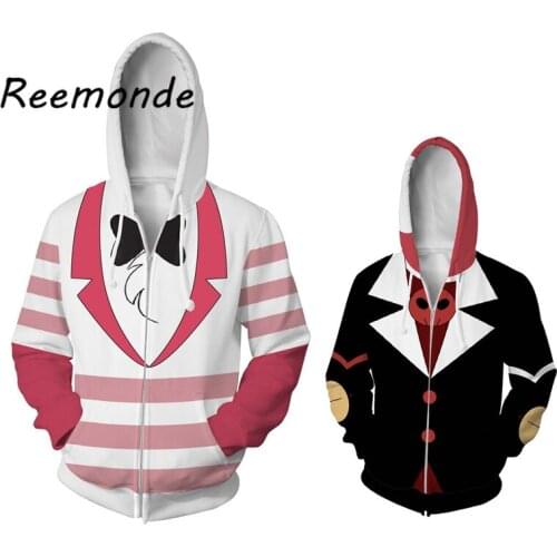 Anime Hazbin Cosplay Zipper Hoodies Sweatshirt Mens Hooded Coats 3D Charlie Alastor Costume Pullover Hoodies Jacket for Women