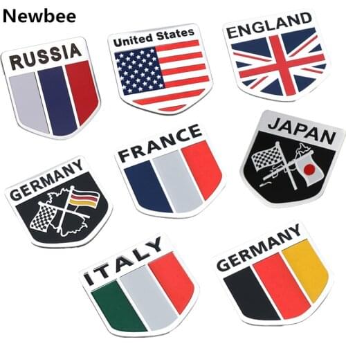Car Auto Motorcycles ATV Bikes Italy/England/German/France/Russia/USA Flag Logo National Emblem Grille Badge Decal Sticker