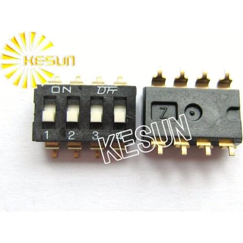 FREE SHIPPING 10PCSx China Quality KM-04 Black 4P SMT DIP Switch 2.54mm 4 Position IC Encoder Switch Slide Switch KM-04H