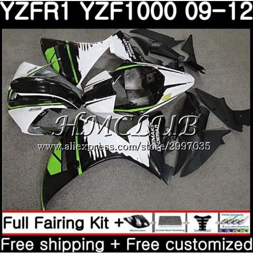 Bodys Green white For YAMAHA YZF-1000 YZF R1 2009 2010 2011 2012 9HC19 YZF-R1 YZF 1000 R 1 YZF1000 YZFR1 09 10 11 12 Fairings
