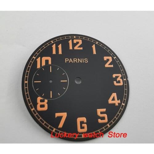 Parnis 38.9mm black dial orange marks Fit for ETA 6497 Movement-BP36