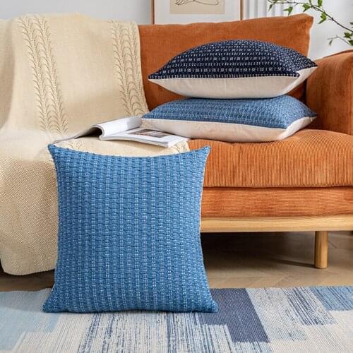 Decoration Cushion Cover 45x45cm/30x50cm Retro Denim Blue Pillow Case Weaving High Grade Home Decoration PillowCover