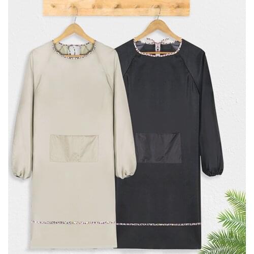 Apron home kitchen fashion cooking gown adult waterproof and oil proof long sleeve work clothes with sleeve waist