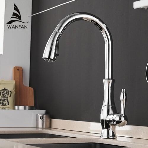 Kitchen Faucets Chrome Single Handle Pull Out Kitchen Tap Single Hole Handle Swivel 360 Degree Water Mixer Tap Mixer Tap 866011