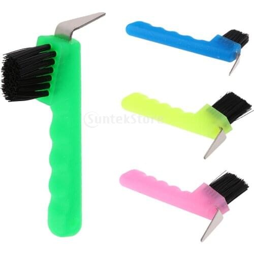 Hoof Pick with Brush Horse Grooming Equipment Tool Green Pink Blue Fluorescent Yellow