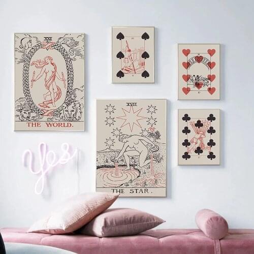 Nordic Abstract The Lovers Tarot Wall Art Pictures Canvas Painting Sun Empress Priestess Posters Prints Living Room Home Decor