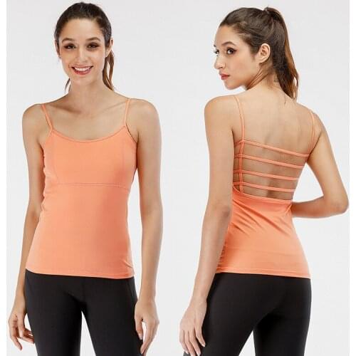 Yoga suit double line back yoga four vests nylon high elastic breathable
