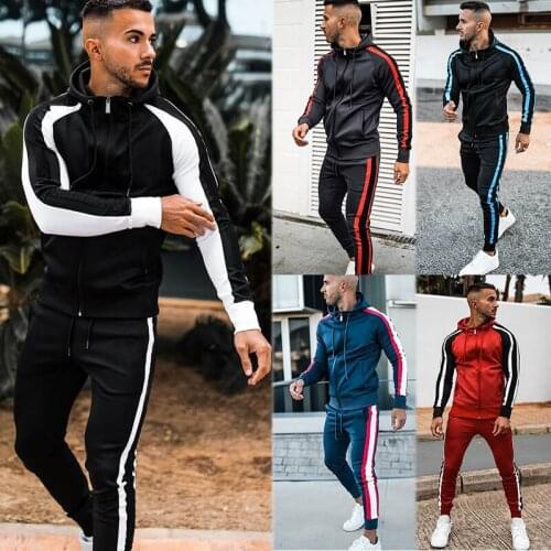 Men Tracksuit Pants Jogging Suit 2 Pcs Tracksuit Autumn Winter Men Outfits Sportswear Running Sweatsuit Loose Fit Clothes Men