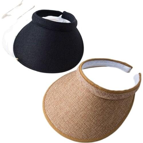 New 5pcs/lot Summer Sun Visor Caps Kid Casual Straw Sunshade Caps Adult Child Size Topless Beach Hats For Trip