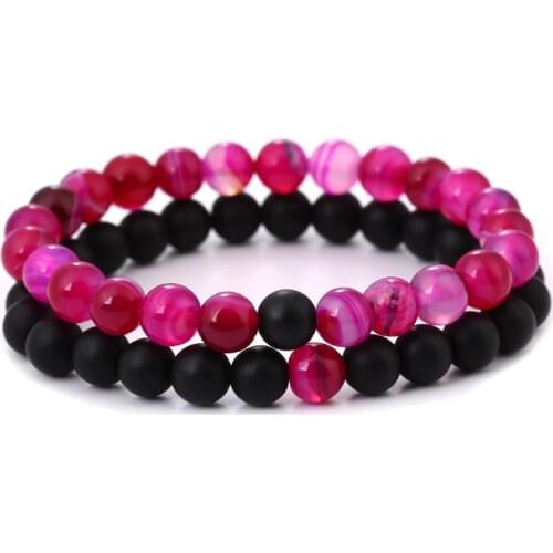 Hot 2pcs/set 7 Style Couples Distance Bracelet Natural Stone Yoga Beaded Bracelet for Men Women Friend Gift Charm Strand Jewelry