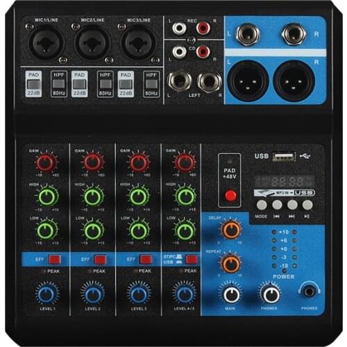 Mixer 5-channel computer recording driver-free sound card live broadcast home stage Bluetooth USB DJmixer mixer