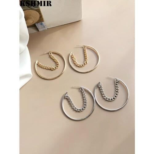 Kshmir Fashionable big money exaggerated C word ear ring European and American temperament chain earring trend earring