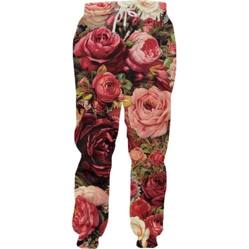 Leaf Flower rose sunflower 3D Print Harajuku Men Sweatpants Novelty Streetwear Women Fashion Casual Trousers Unisex Long Pan