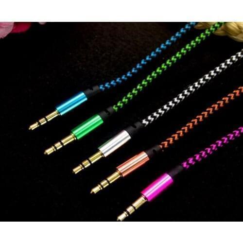 1m Nylon Aux Cable 3.5mm Male to Male Jack Auto Car Audio Cable For Mazda 2 3 5 6 Axela CX-3 CX-4 CX-5 CX8