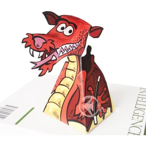 Optical Illusions Red Dragon Ornaments Folding Cute Mini 3D Paper Model Papercraft DIY Kids Adult Handmade Craft Toys ER-064