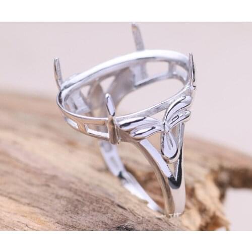 17*23mm 925 STERLING SILVER girl women Semi Mount Bases Blanks base blank Pad ring Setting wedding jewelry findings diy A1337