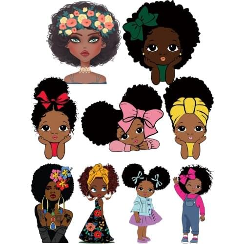 Popular black pretty flowers girls Patch for clothes DIY Children T-shirt patch stripes appliques Flex fusible transfer