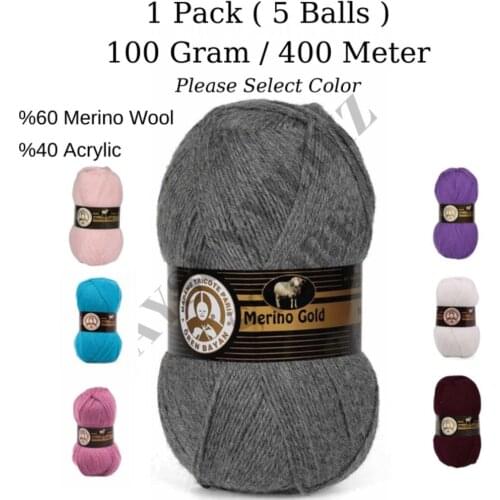 1 Pack ( 5 Balls ) Madame Tricote Paris ( Oren Bayan ) Merino Gold Hand Knitting Yarn For Sweater Cardigan Crochet Tool Kit