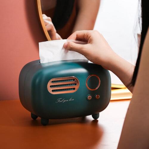 Retro Radio Model Tissue Box Desktop Paper Holder Vintage Dispenser Storage Napkin Box Household Room Decoration Crafts
