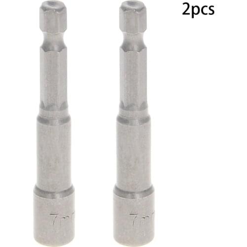 Utoolmart Professional 2pcs 1/4" Hex Socket 65mm Long 7mm/13mm Metal Impact Nut Setter Driver Bit Adapter