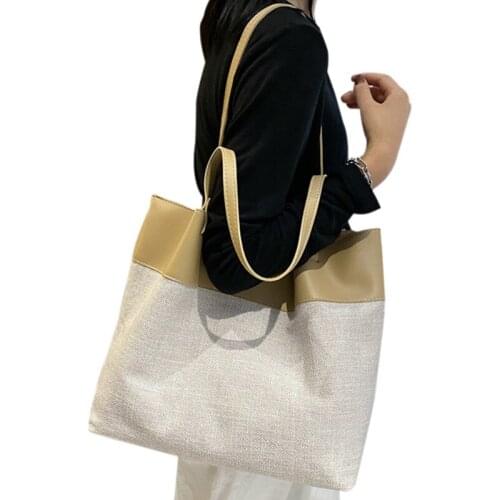 Large Capacity Tote Bag 2021 New Style Female Stitching Design Women Shopping Bags