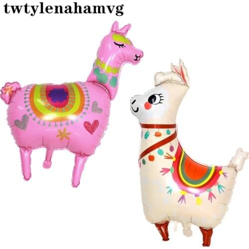 New Pink Color Alpaca Cartoon Animal Foil Birthday Balloon Zoo Theme Party Decorating Childrens Day Gift Self-Sealing Toy Ball
