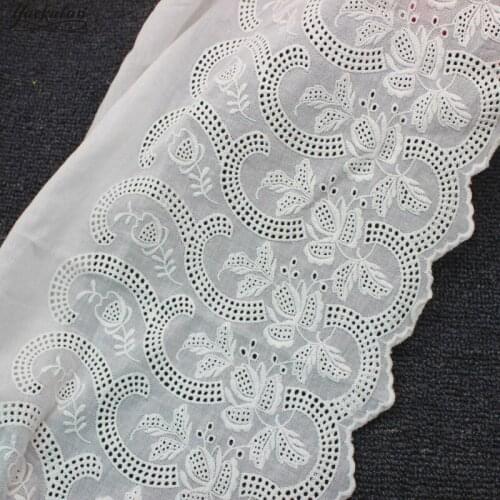 YACKALASI 100% Cotton Eyelet Embroidered Lace Ribbon Swiss Cotton Voile Sewing Apparel Trims Appliqued Ivory 35CM