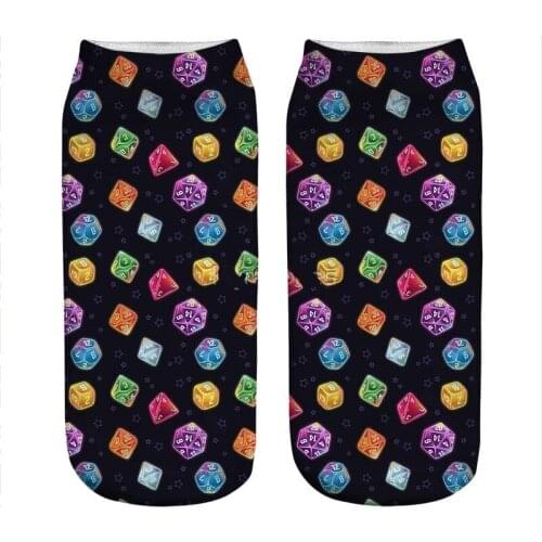 2021 Womens socks kawaii Magic User Dice Printed Socks Woman harajuku Happy Funny Novelty cute girl gift Socks for women