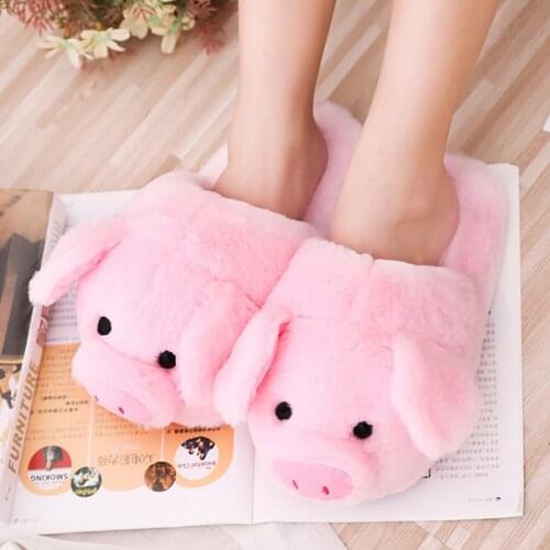 Womens Slippers Winter Velvet Short Plush Slippers 2020 New Couple Comfy Home Slippers Cute Pig Shoes for Women