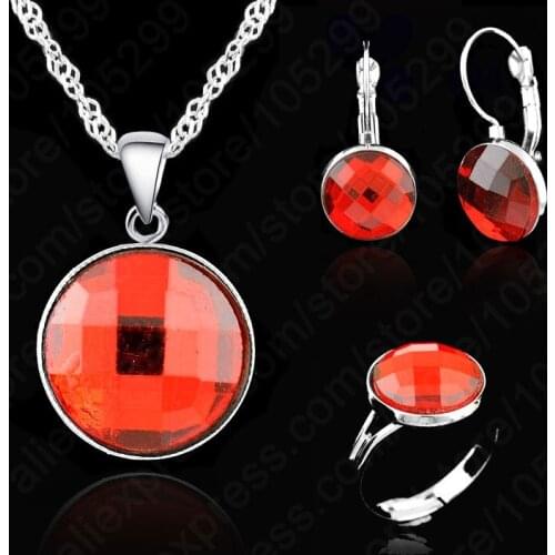 Free Shipping Jewelry Sets Necklace Pendant Earrings Ring 925 Sterling Silver Women Fashion Party Jewelry Gift Big Sale