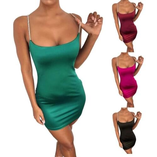 Women Sexy Lace-up Spaghetti Strap Slim Mini Dress Beading Solid Color Summer Bodycon Short Dress Nightclub Tight Pencil Dress