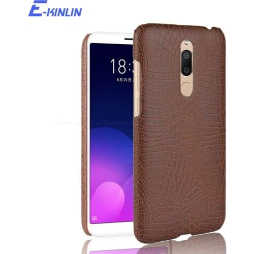 Snake Skin Crocodile Pattern Hard Plastic Black Cover Leather Phone Case For Meizu 15 Plus Lite M15 M6s M6T M6 Note 9 Cases