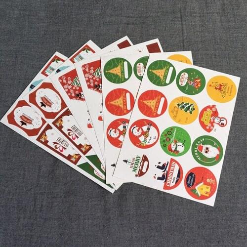 120pcs Christmas Elements Adhesive Sealing Sticker DIY Baking Packaging Sealing Label Xmas New Year Gift Wrapping Stickers