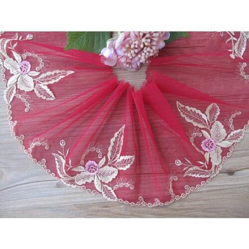 2Yards Red Mesh Doll Lace Fabric DIY Garment Needlework Sewing Accessories Underwear Handmade Clothing Material 2021