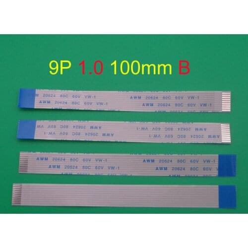 5pcs 9pin FFC FPC flat flexible cable 1.0mm pitch 9 pin typeB Length 100mm Ribbon Flex Cable AWM 20624 80C 60V VW-1