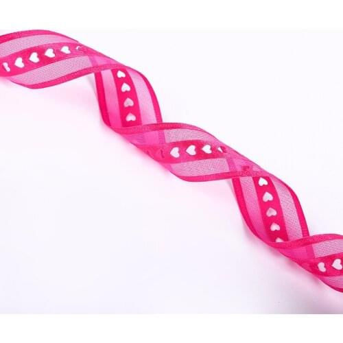 5Yards/Lot 25mm High Quality Heart Love Design Organza Ribbon Wedding Decoration Lover Gift Packaging Ribbons 2020 New