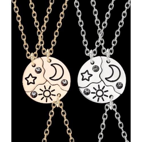 Fashion Three-Piece Set Star Moon Sun Personality Pendant Necklace Men And Women Alloy Clavicle Chain Jewelry Gift Wholesale