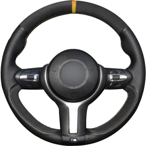 Black Natural Leather Black Suede Car Steering Wheel Cover for BMW F87 M2 F80 M3 F82 M4 M5 F12 F13 M6 F85 X5 M F86 X6 M F33 F30