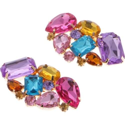 Color Shoe Clips Fashion Triangle Glass Wedding Bridal Decoration Accessories 62KE