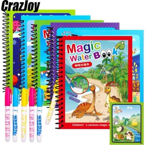 1pcs Magical Book Water Drawing Montessori Coloring Cartoons Books Doodle Pen Painting Drawing Board For Kids Toys Birthday Gift