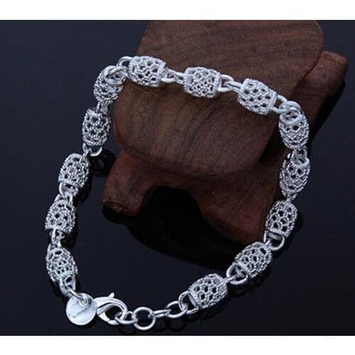 Bracelet Elegant Anti-rust Women Silver Plated Hollow Ball Bangle Chain for Travel Chain Bracelet Bangle Chain Silver Plated Hot