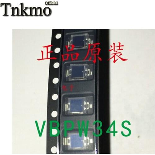 50PCS 100PCS 200PCS 500PCS VBPW34S SMD Silicon PIN Photodiode Wavelength 940nm 430-1100nm SMD Half Angle ± 65 ° New and original