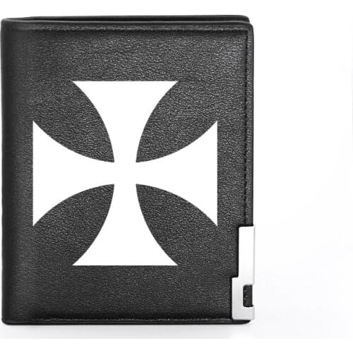 Classic Fashion Cross Theme Printing Mens Wallet Leather Purse For Male Credit Card Holder Short Slim Bifold Wallet