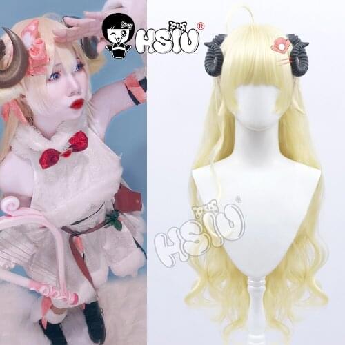 Tsunomaki Watame cosplay wig Anime VTuber Hololive Watame HSIU Brand color Curly hair Free sheep horns and hair accessories
