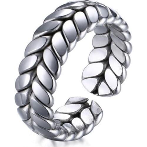 Fashion simple ring 7MM stainless steel wheat ring opening ring titanium steel Punk rings