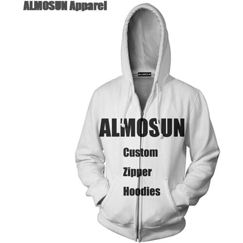 Customize Fashion 3D All Over Printed Zipper Men Pockets Hoodies Sweatshirt Hipster Casual Street Wear Jumper Unisex Men Clothin