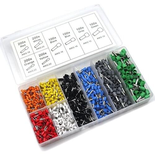 1200pcs Ferrules kit Wire Copper Crimp Connector Insulated Cord Pin End Terminal Electrical Wire Connector