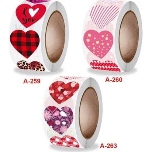 Heart Shape Sticker 500 pcs /roll 2.5cm Red/Pink Color Vintage scrapbooking Round shape teacher children reward label seal paste