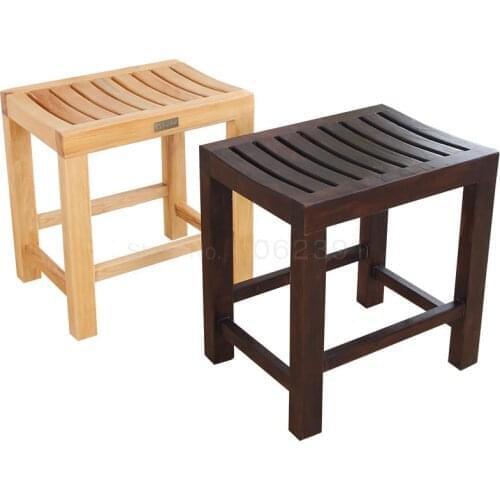 Solid wood short stool bathroom anti-corrosion small wooden bench shower room old man bath special seat slip non-slip waterproof