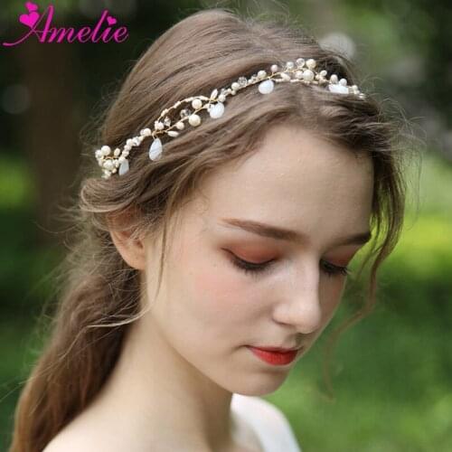 New Bridal Headband Hair Vine Crystal Pearl Decoration Wedding Vines Women Party Headpiece Forehead Jewelry